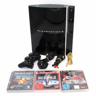 Sony PlayStation 3 40GB [inkl. DualShock Controller] schwarz - gebraucht + 3 Spiele